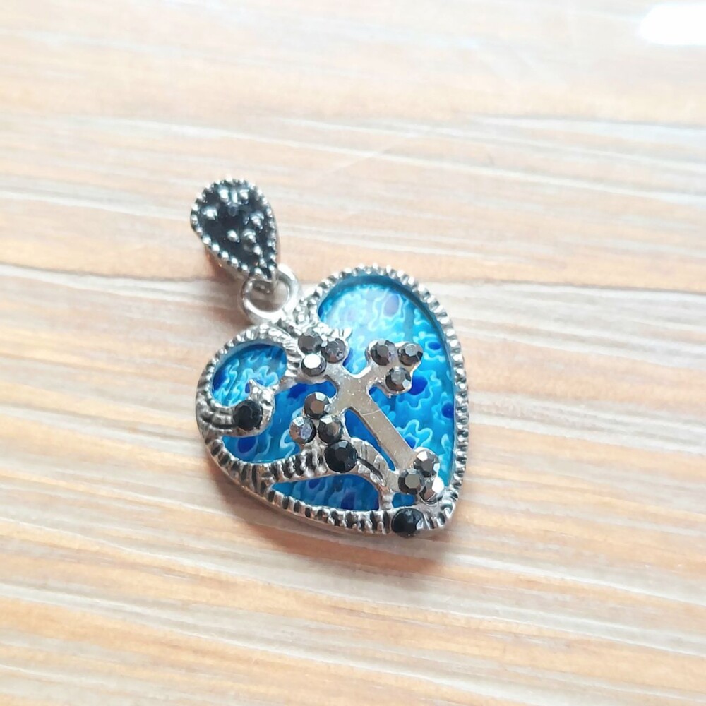 Vintage Heart Cross Pendant VTG